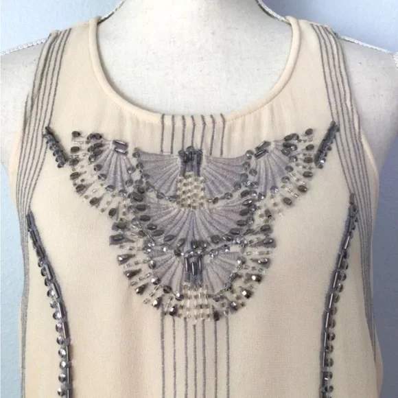 Anthropologie Velvet beaded Art Deco Tank Top - Picture 4 of 10